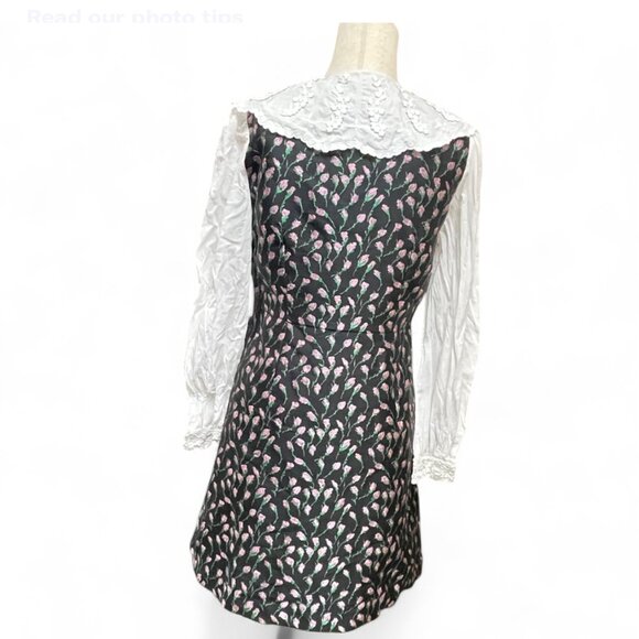 & Other Stories Embroidered Jacquard Mini Dress with Contrasting Cotton Sleeves - Picture 3 of 12